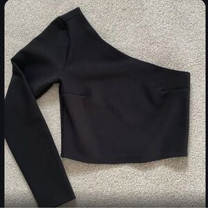 Abercrombie & Fitch Black One Sleeve Crop Top